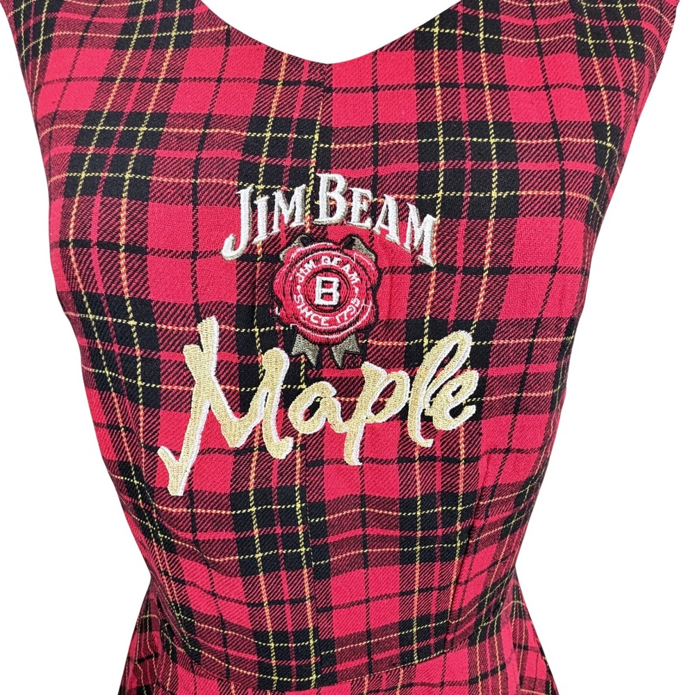 Jim Beam Maple Dress Womens S Pink Plaid Sleeveless Fit Flare Promo Costume